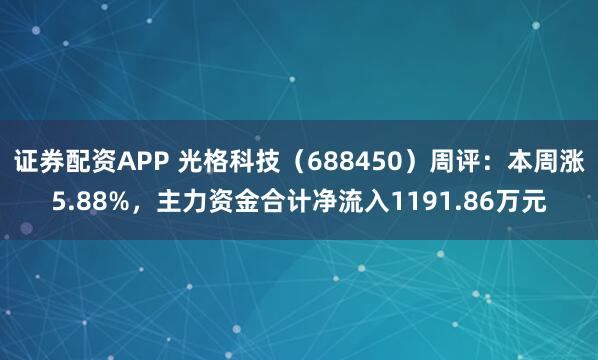 证券配资APP 光格科技（688450）周评：本周涨5.88%，主力资金合计净流入1191.86万元